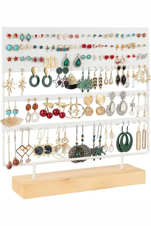Merkloos Oorbellen rekje - Earring Holder - 144 Holes Earrings Organiser Display Storage 30 x 30 cm White Oorbellen rekje