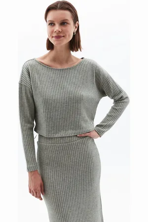 OXXO Soft Touch Boat Neck Sweater Größe S Olivine Melange