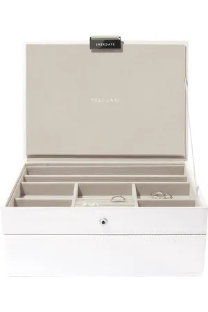 Merkloos Witte klassieke juwelendoos set van 2 - Stackers