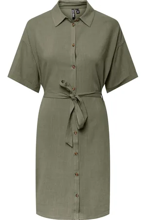 Pieces® PCVINSTY SS LINEN SHIRT DRESS NOOS Dames
