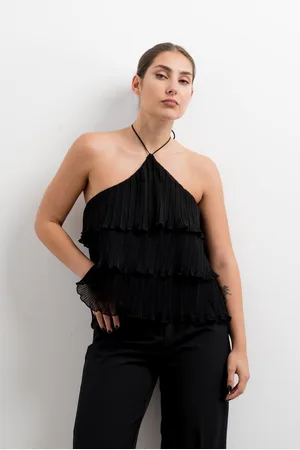 Merkloos RUBY JIANO - BRUNA HALTER PLEATED TOP - BRUNA HALTER GEPLOOIDE TOP DAMES - HALTER TOP - - MAAT L