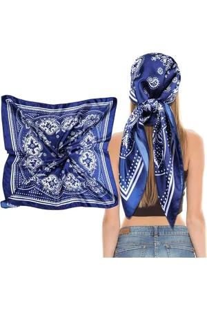 Merkloos Vierkante Satijnen Hoofd Sjaals Satijn Sjaal 35 inch - Grote Zachte Vierkante Satijn Sjaal Bandana Sjaal