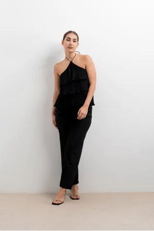 Merkloos RUBY JIANO - BRUNA HALTER PLEATED TOP - BRUNA HALTER GEPLOOIDE TOP DAMES - HALTER TOP - - MAAT XL