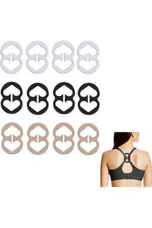 Merkloos 12 stuks - bh-bandclips - bh-bandhouders - lingerie antislip gespen - verborgen bandjes - lingerie accessoires - ergonomisch - zwart witte Beige
