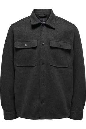 Only & Sons ONSASH OVR WOOLEN LOOK PKT LS SHIRT NOOS Heren Overhemd