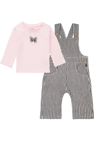 Noppies Kledingset- 2 delig - Tuinbroek Gauchi Stripe - Shirt Moosomin LS Roze