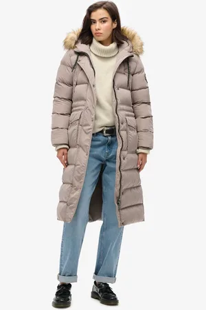 Superdry Everest Faux Fur Longline Winterjas Dames
