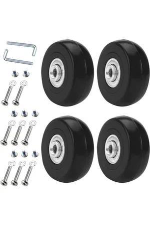 Merkloos Universal Luggage Replacement Suitcase Wheels - 50 x 18mm - Set of 4 Pieces - Rubber Metal - Black - S Luggage Case Cart Pushchair