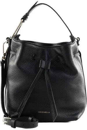 Coccinelle Leren Handtas Schoudertas Malory Handbag Grained Leather Zwart