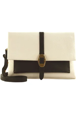 Coccinelle Leren Schoudertas Dorian Bicolor Handbag Grained Leather Crème