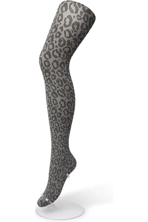 Bonnie Doon Dames Panterprint Panty 100 Denier Grijs maat S/M - Chique Panty - Leopard Dessin - Brede Boord - Comfort - Panter Print - Jaguar - Dieren Print - Jaguar Tights - Feestelijk - - BP211904.235