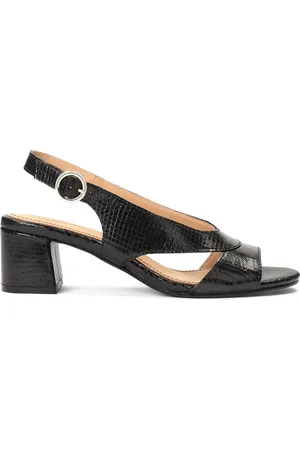 Kazar Black leather sandals on a wide heel