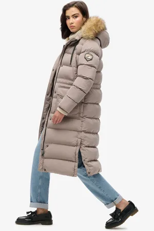 Superdry Everest Faux Fur Longline Winterjas Dames