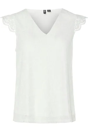 Pieces® PCOLLINE SL LACE V-NECK TOP WVN NOOS - Meisjes - Tops
