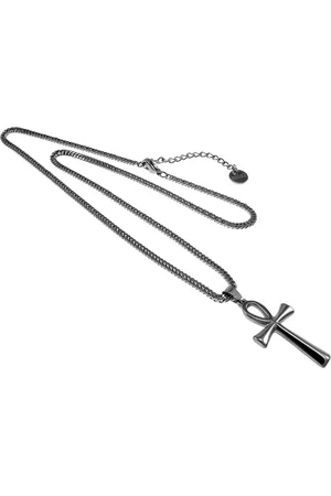 esde2 35mm x 16mm Ankh Kruis Kettingset Unisex - Gepolijst RVS - Gourmet Schakelketting met Ankh Kruis - 45cm tot 50cm Verstelbaar