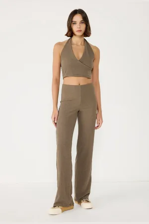 No Matter What Apparel Pantalon évasé taille haute texturé