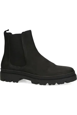 Manfield Heren - Zwarte nubuck chelsea boots