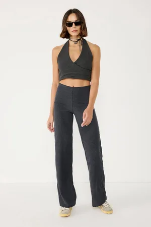No Matter What Apparel Pantalon évasé taille haute texturé