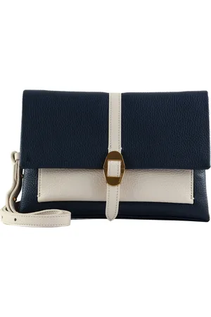 Coccinelle Leren Schoudertas Dorian Bicolor Handbag Grained Leather Donkerblauw