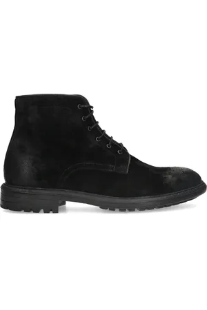 Manfield Heren - Zwarte leren veterschoenen