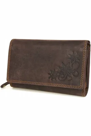 Beltimore Dames leren portemonnee nubuck groot opvouwbaar premium