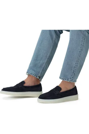 Manfield Heren - Navy suède loafers