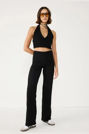 No Matter What Apparel Pantalon évasé taille haute texturé