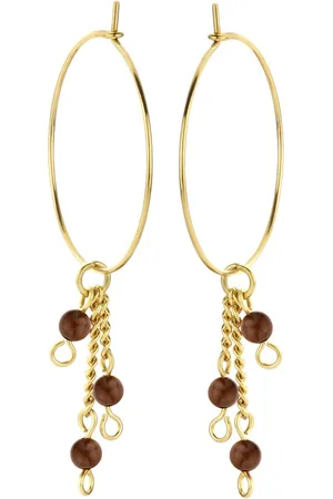 CO88 8CE 70395 Oorringen Dames - Staal - 25mm doorsnee - Met Hanger - Tijger oog