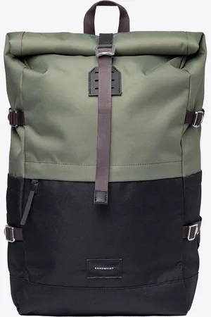 Sandqvist Bernt Multi Clover Green Rolltop Rugzak - Duurzaam 13 Inch