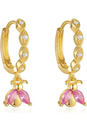 Dottilove Lieveheersbeestje Oorbellen Set - 18K Vergulde Oorbellen Set - Roze Kristal