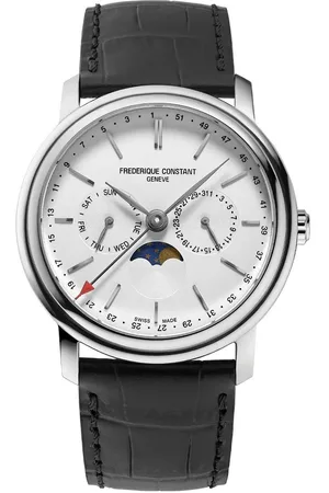 Frederique Constant Classics Index Business Timer FC-270SW4P26 Horloge - Leer - Zwart - Ø 40 mm