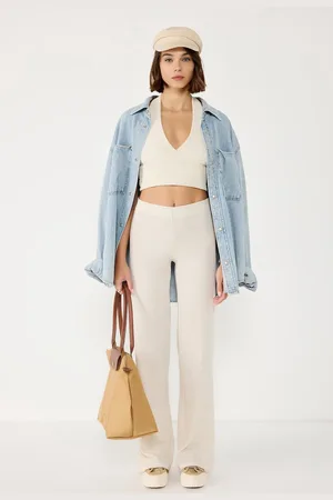 No Matter What Apparel Pantalon évasé taille haute texturé