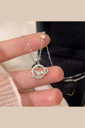 Zilver Elegante 925 Sterling en Galaxy Ketting – Sprankelende Kubieke Zirkonia, Hypoallergeen en Tarnish-bestendig