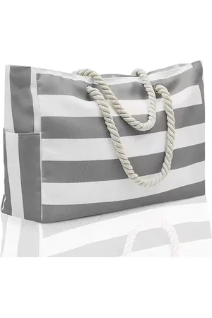 Merkloos Grote strandtas voor dames - met ritssluiting -48*14*42cm - waterdichte strandtas - waterdicht en zandbestendig - zwembadtas - grote handtas - - strandtas - buitenreizen - canvas tas