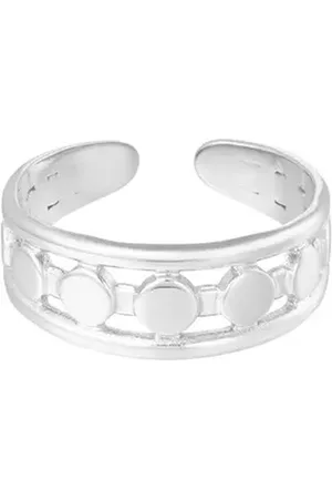 Yehwang Ring lijnen met dots - zilverkleurig