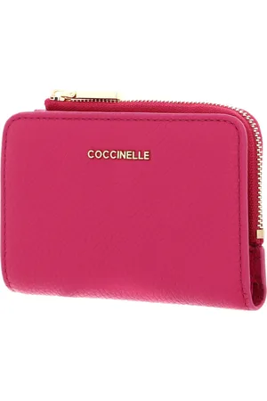 Coccinelle Leren Portemonnee Metallic Soft Wallet Roze