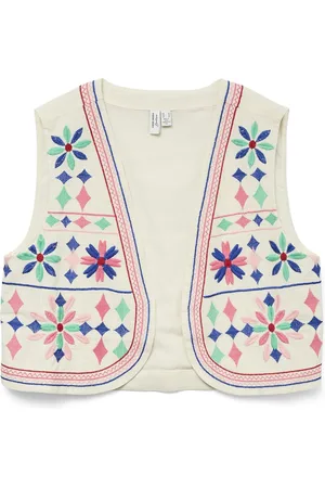 VERO MODA Gilet Vmceula S/l Waistcoat Wvn Lcs 10326472 Birch/emb Multi Dames