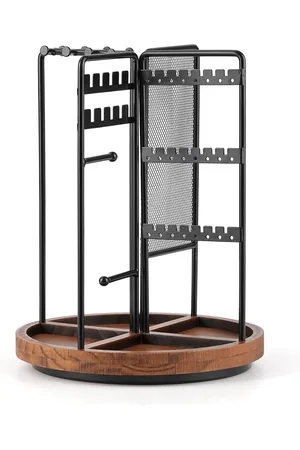 Merkloos Draaibare sieradenstandaard zwart - opbergboom voor oorbellen, kettingen, ringen, horloges, armbanden