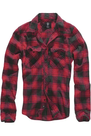 Brandit Check Shirt Rood Zwart Overhemd Heren