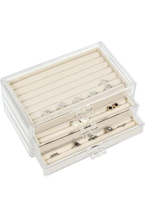 Merkloos Ringopslag ring oorbel organizer sieradenopslag ringhouder sieradenkistje (beige) van acryl