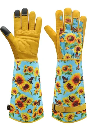 Merkloos Green Harmony tuinhandschoenen dames heren rozensnoei onderarmbescherming robuust doornbestendig lang leer wieden graven planten Green Harmony - Tuinhandschoenen