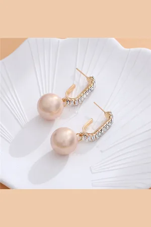 Fashion Jewelry Rennske Oorbellen met Parel en Strass Diamanten