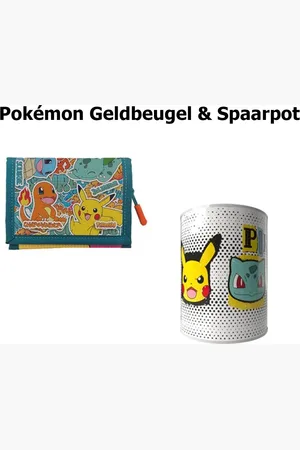 Pokemon Portemonnee & Tinnen Spaarpot 15cm – Leuke en Duurzame Spaarpot en Portemonnee Set voor Fans – Perfect Cadeau voor Kinderen en Volwassenen