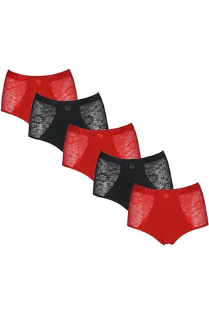 J&C JackyCeline JC 5-Pack Licht corrigerende dames slips H201 assorti en Rood- maat XXL