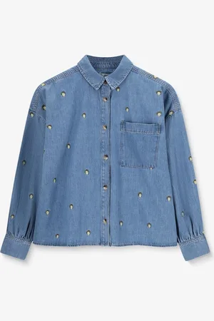 Sissy-Boy Blauwe denim blouse met embroidery