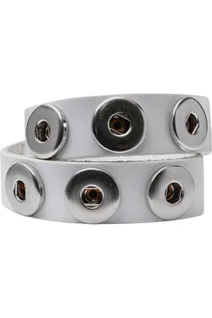 quiges Leren Drukknoop Armband 18mm Wit 39 - 41cm - EBM135