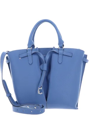 Coccinelle Leren Handtas Schoudertas Flores Handbag Grained Leather Blauw