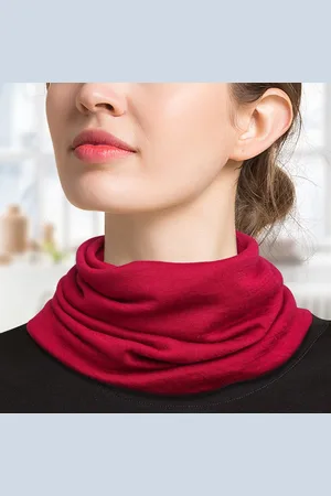 Merkloos Wollen warme hoofddoek dames effen kleur sjaal dubbele laag herfst en winter veelzijdige gebreide halskraag kleine sjaal (32x19cm)