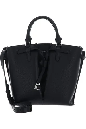 Coccinelle Leren Handtas Schoudertas Flores Handbag Grained Leather Zwart