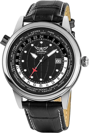 Aviator Heren Horloge F-Series AVW6975G354 - Zwart/Zilver - Ø 45mm